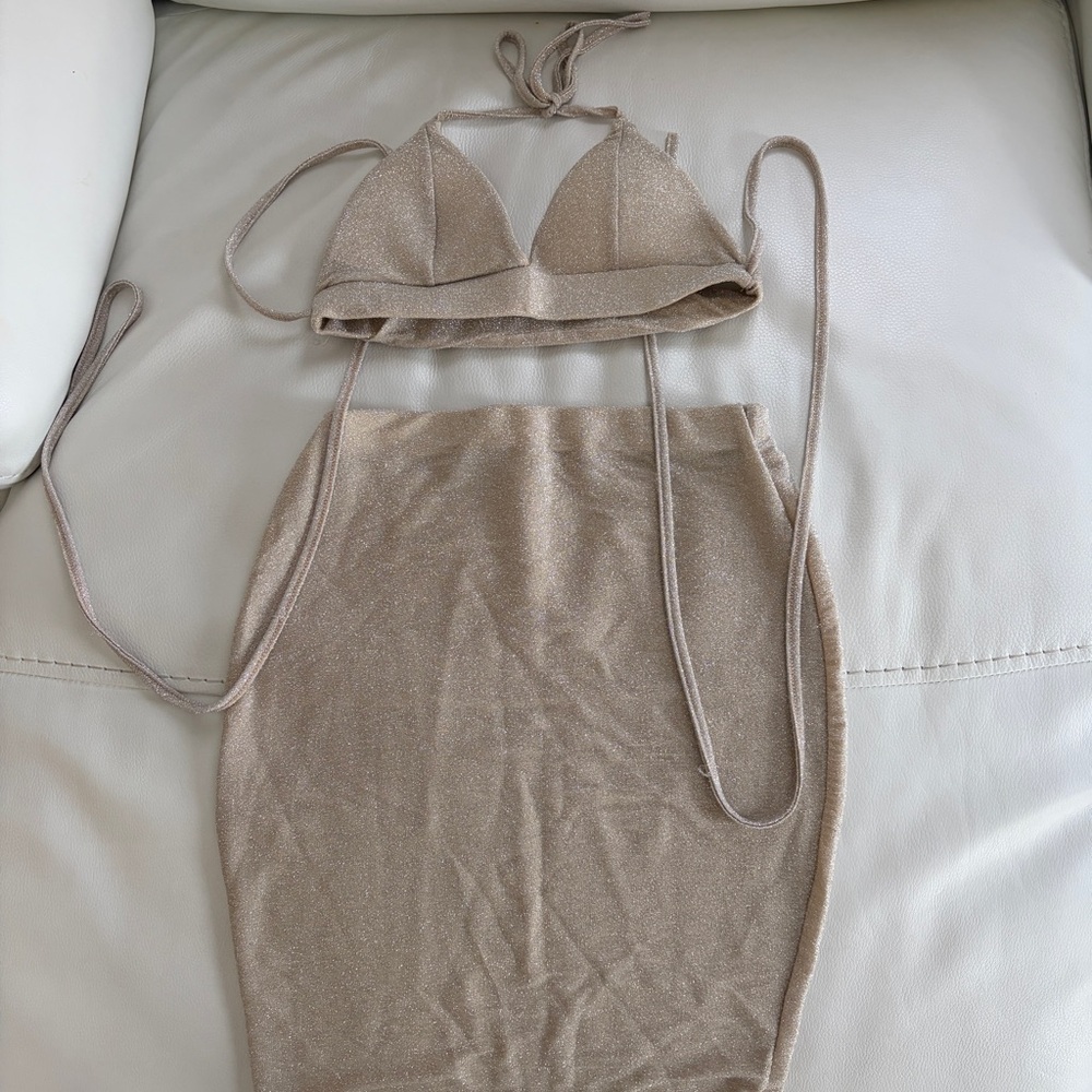Shimmering Tan Two-Piece Set